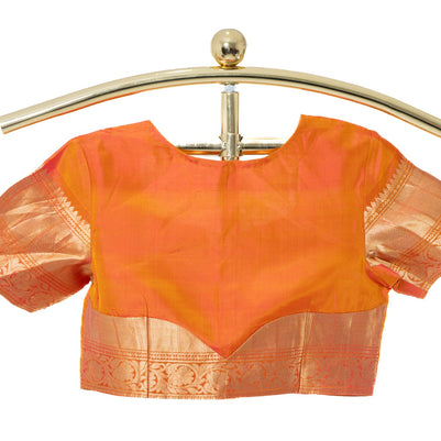 Rust Orange Pure Kanjivaram Silk Saree with Matching Blouse