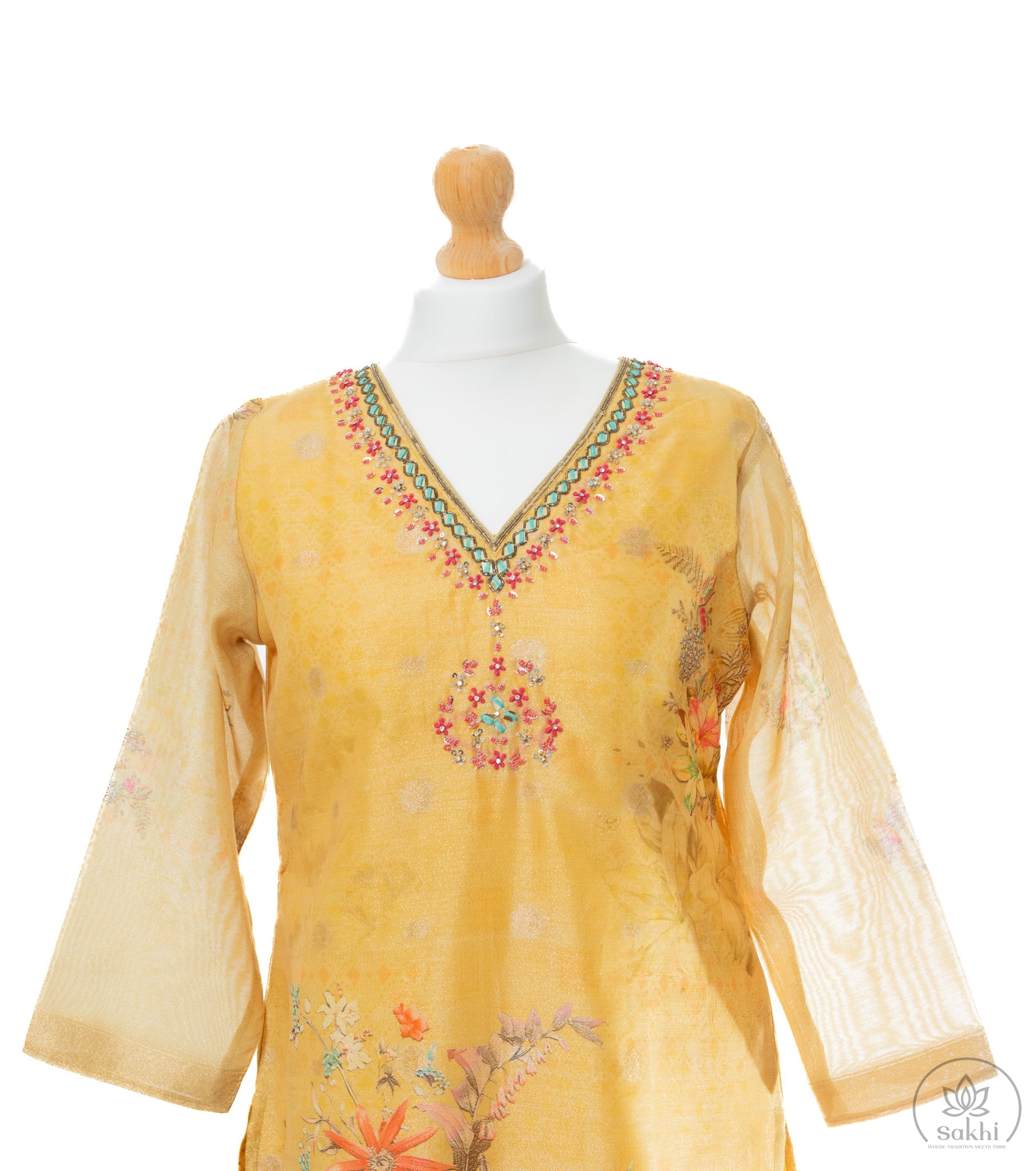 Mustard Yellow Floral Printed Suit Set