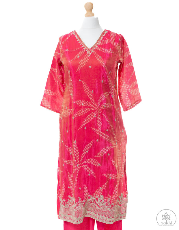 Radiant Pink Embroidered Suit Set