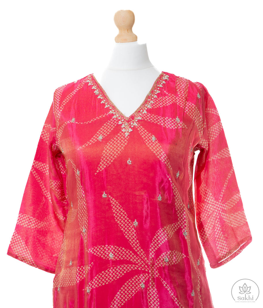Radiant Pink Embroidered Suit Set