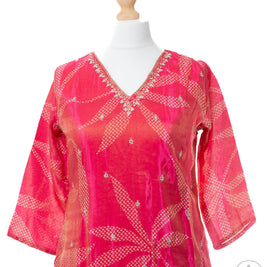 Radiant Pink Embroidered Suit Set
