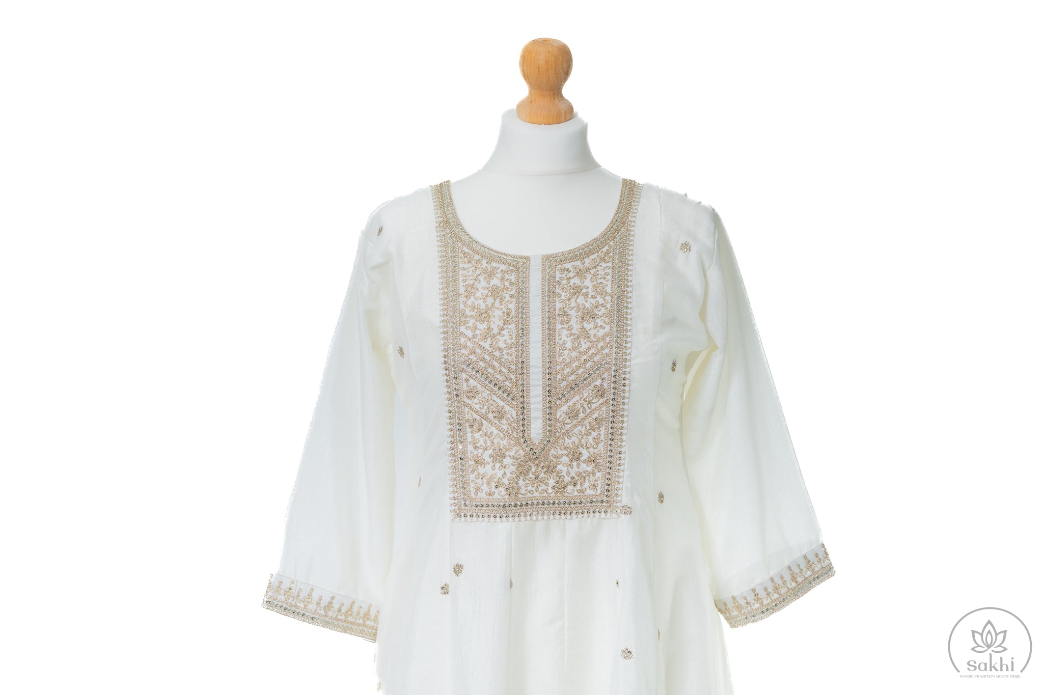 Ivory Gold Embroidered Suit Set