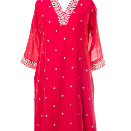 Gulab Red Embroidered Suit Set