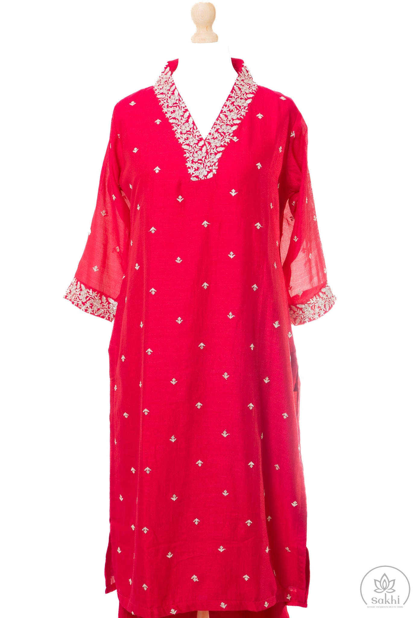 Gulab Red Embroidered Suit Set