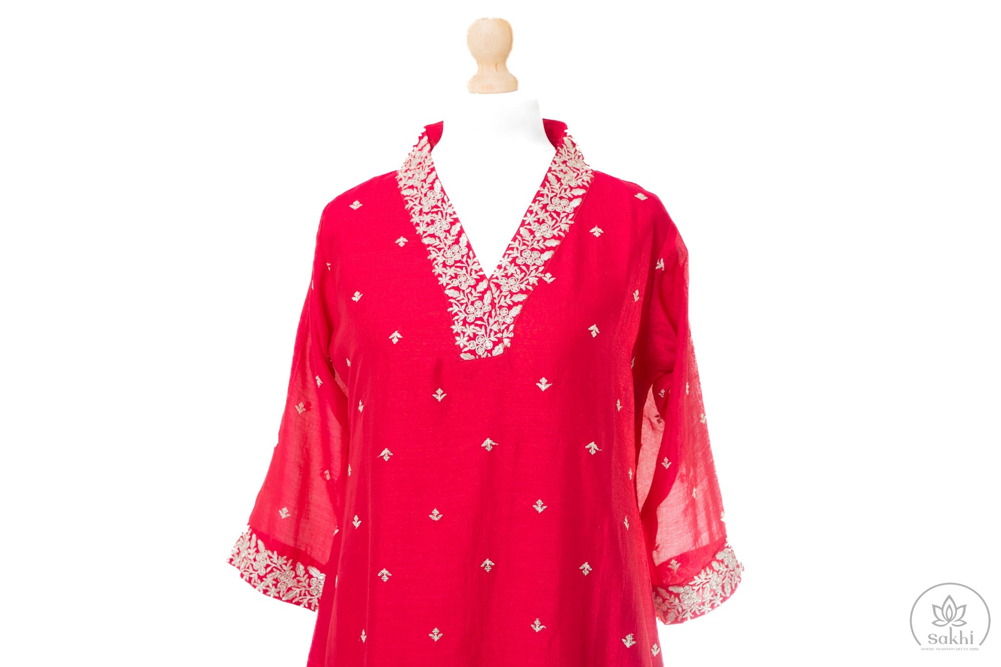 Gulab Red Embroidered Suit Set