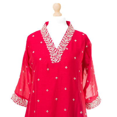 Gulab Red Embroidered Suit Set