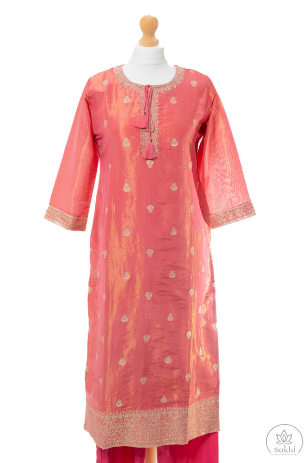 Sundari Peach Embroidered Suit Set