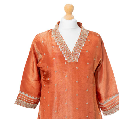 Burnt Orange Shimmer Tissue Suit Set
