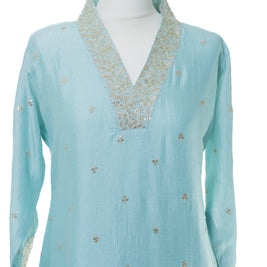 Pastel Sky Blue Shimmer Suit Set