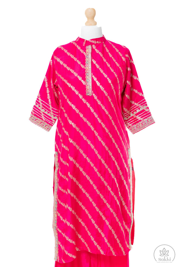 Elegant Pink Banarasi Weaving Suit Set