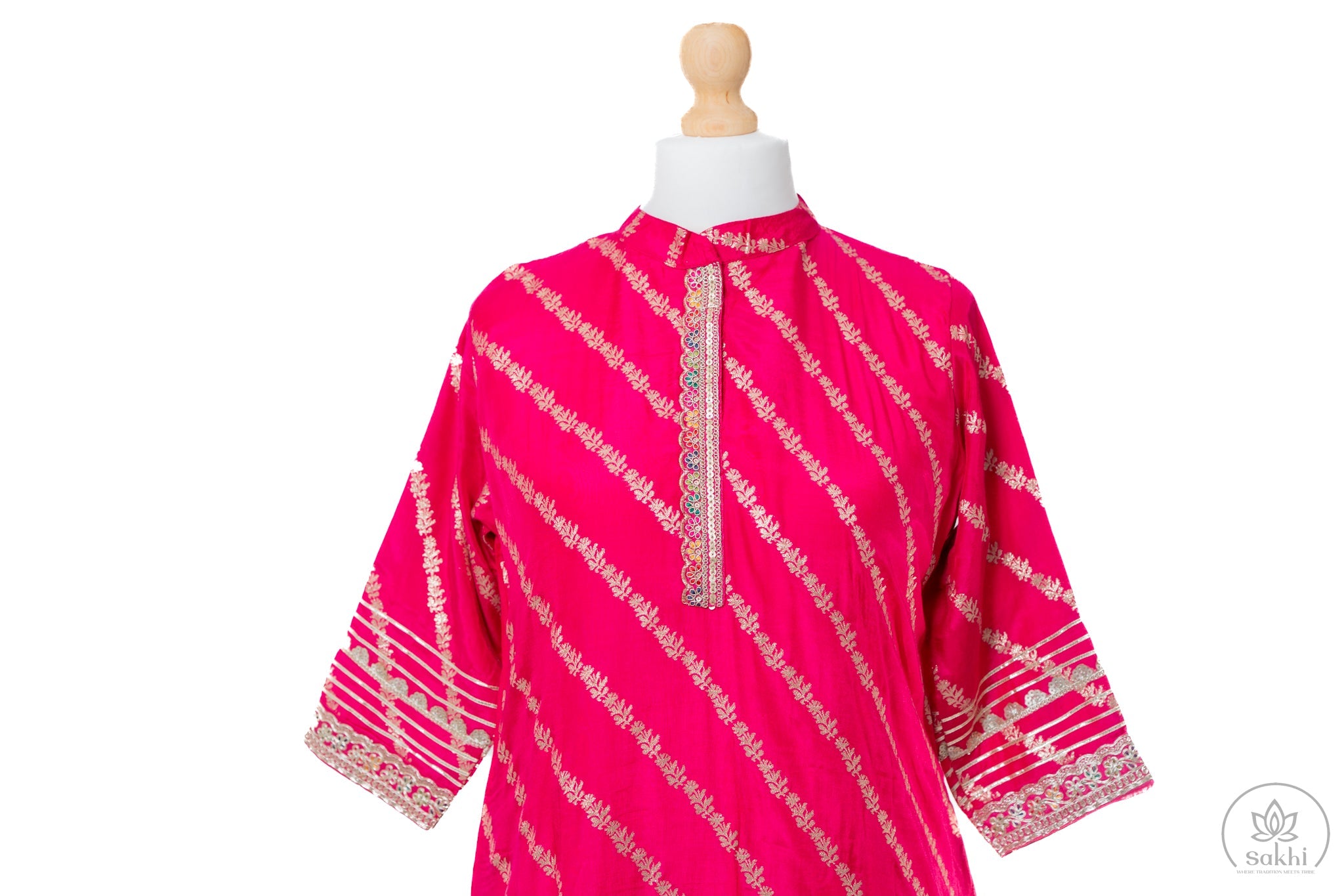 Elegant Pink Banarasi Weaving Suit Set