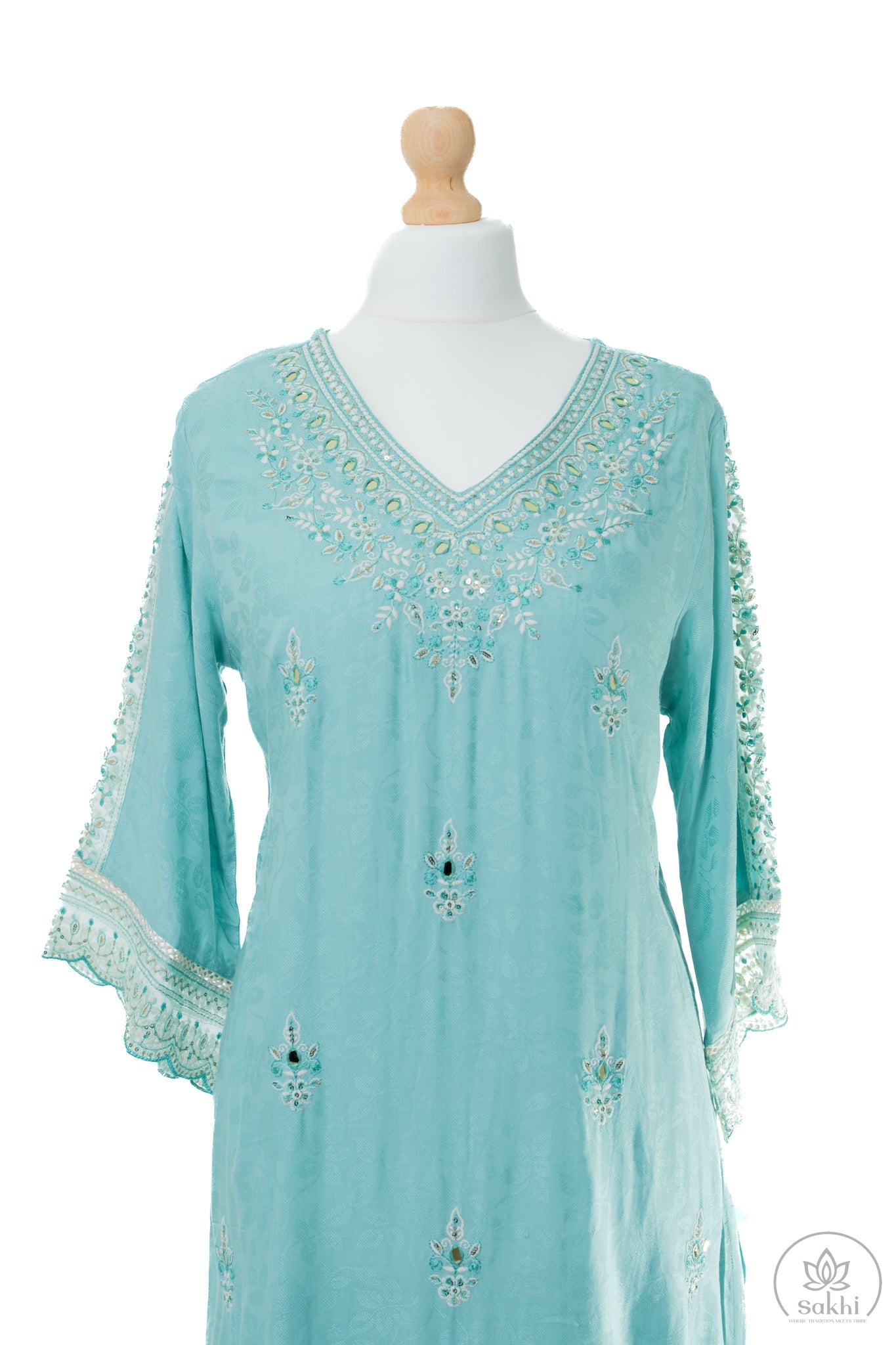 Powder Blue Anarkali Style Suit Set