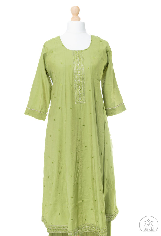 Pastel Green Embroidered Suit Set