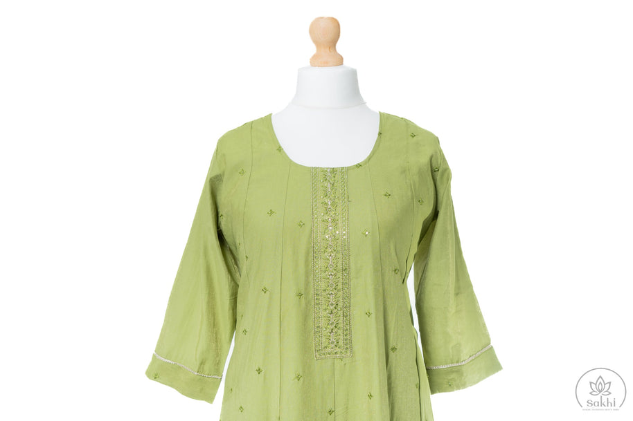 Pastel Green Embroidered Suit Set