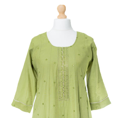 Pastel Green Embroidered Suit Set