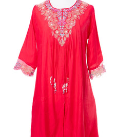Vibrant Pink Thread and Mirror Work Suit Set