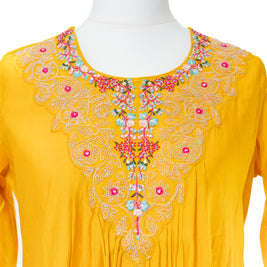 Mustard Yellow Thread and Mirror Work Suit Set