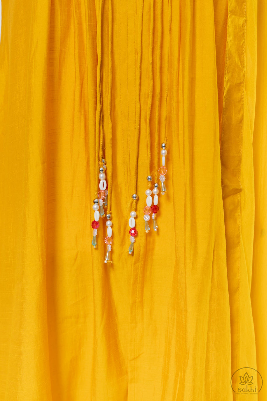 Mustard Yellow Thread and Mirror Work Suit Set
