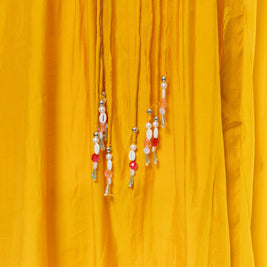 Mustard Yellow Thread and Mirror Work Suit Set