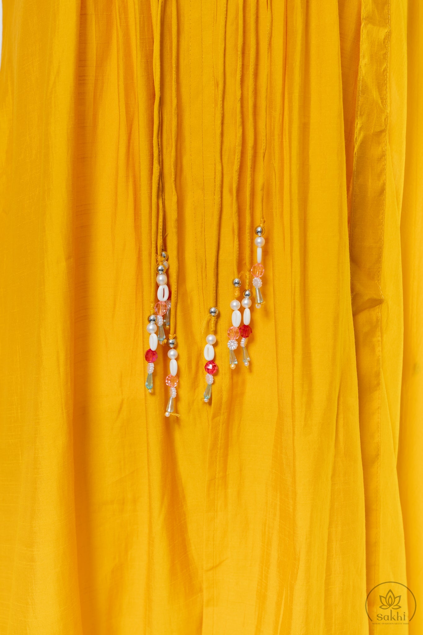Mustard Yellow Thread and Mirror Work Suit Set