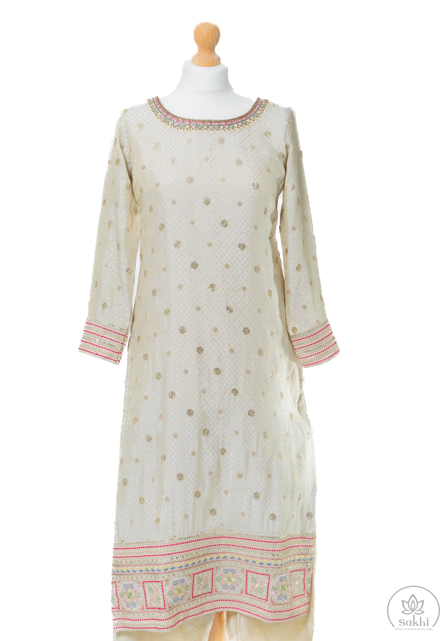 Gold Zari and Fuchsia Dupatta Suit Set