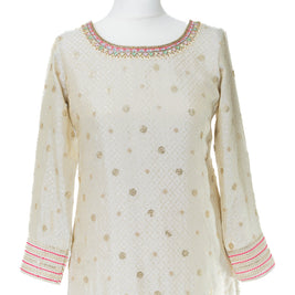 Gold Zari and Fuchsia Dupatta Suit Set