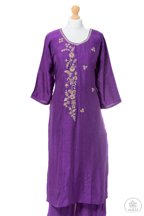 Royal Purple Embroidered Suit Set