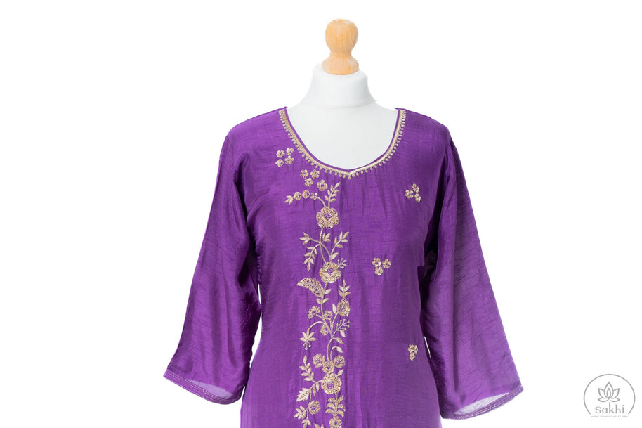 Royal Purple Embroidered Suit Set