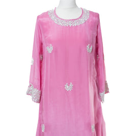 Pearl Embellished Pink Suit Set