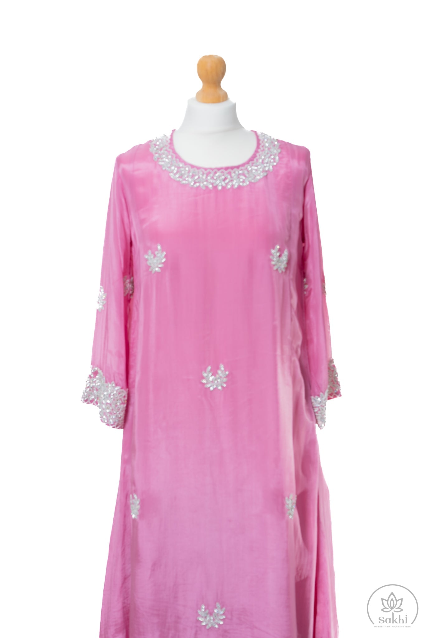 Pearl Embellished Pink Suit Set