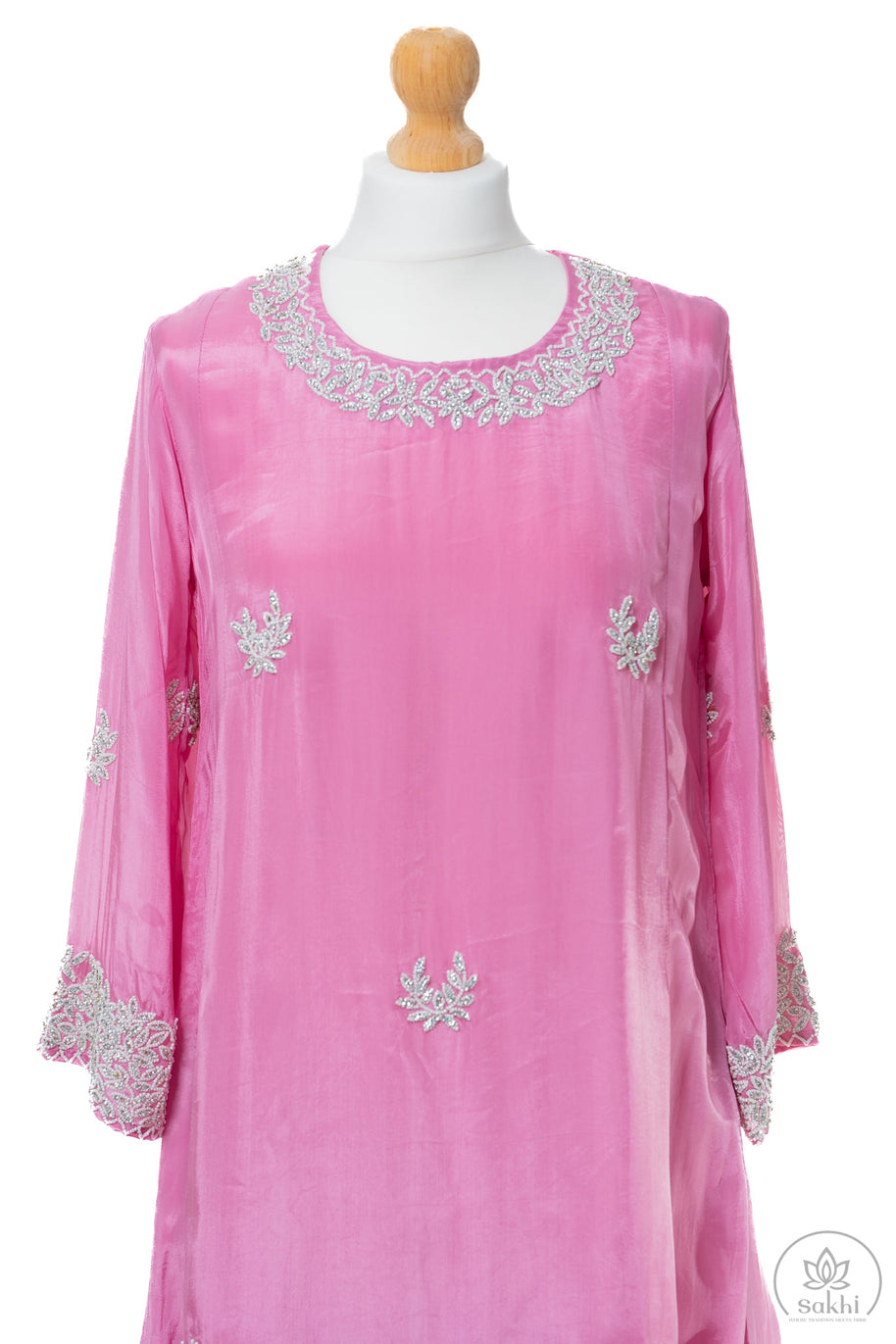 Pearl Embellished Pink Suit Set
