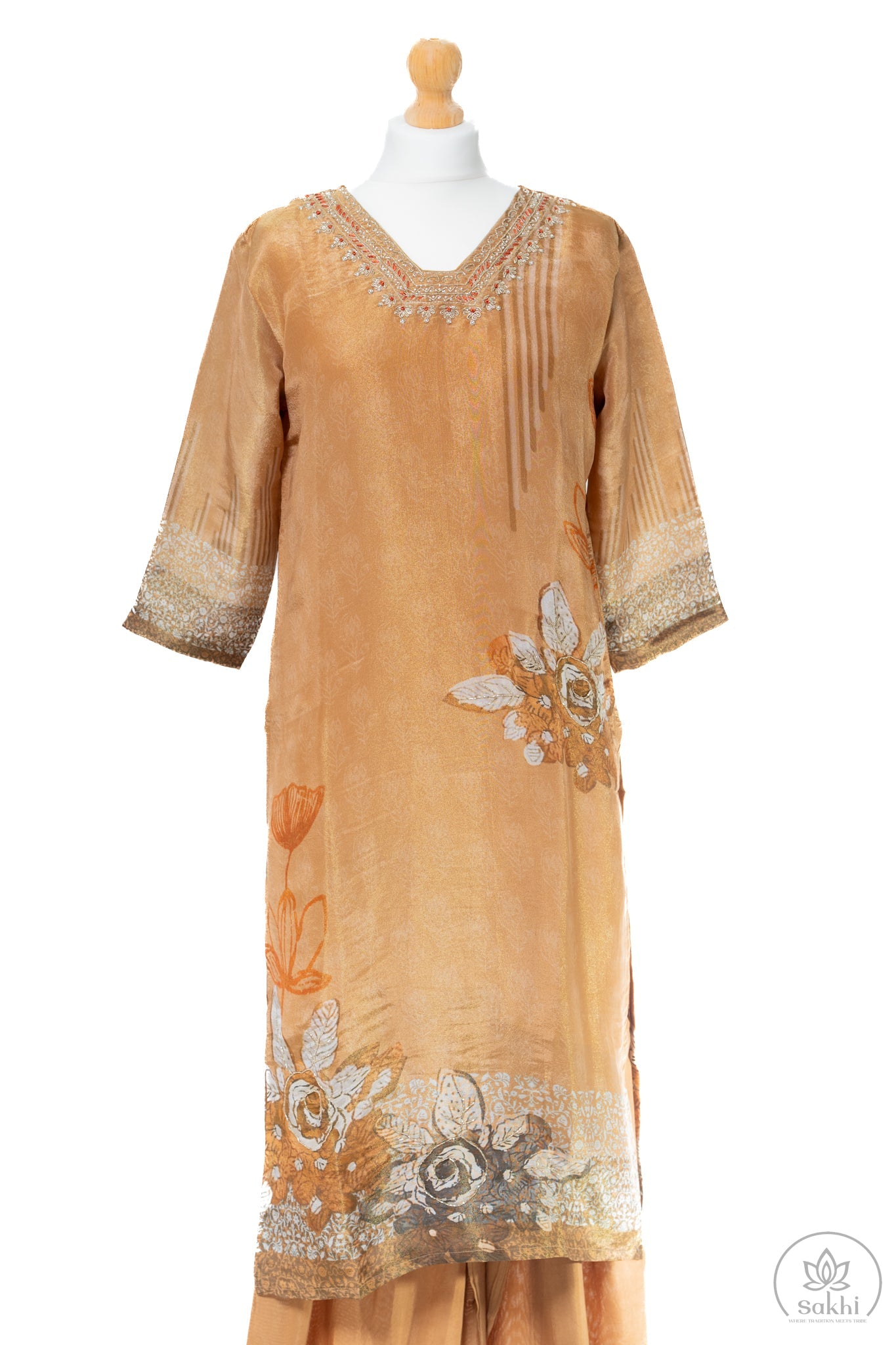 Golden Brown Embroidered Suit Set