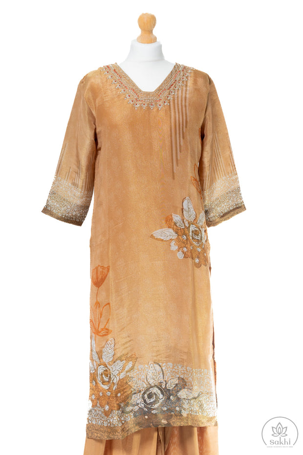 Golden Brown Embroidered Suit Set