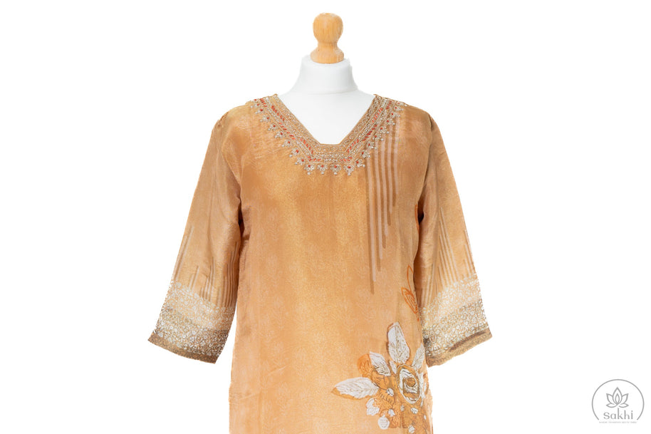 Golden Brown Embroidered Suit Set