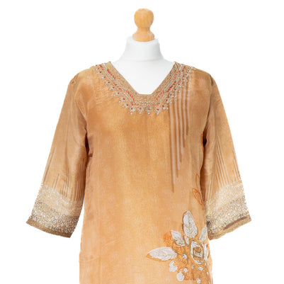 Golden Brown Embroidered Suit Set