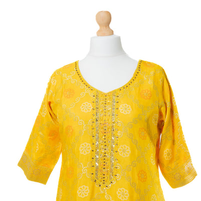 Radiant Yellow Mirror Work Suit Set