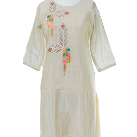 Ivory Embroidered Suit Set with Printed Dupatta