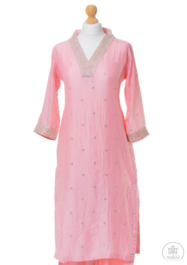 Blush Pink Embroidered Suit Set