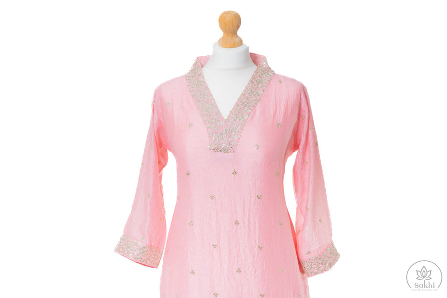 Blush Pink Embroidered Suit Set