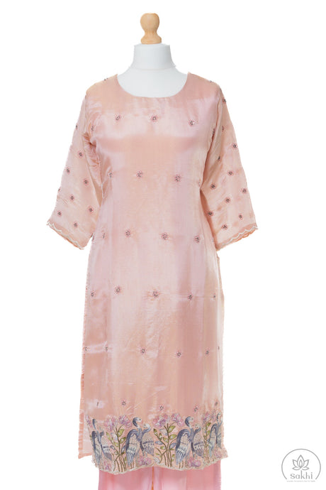 Blush Pink Bird Motif Suit Set