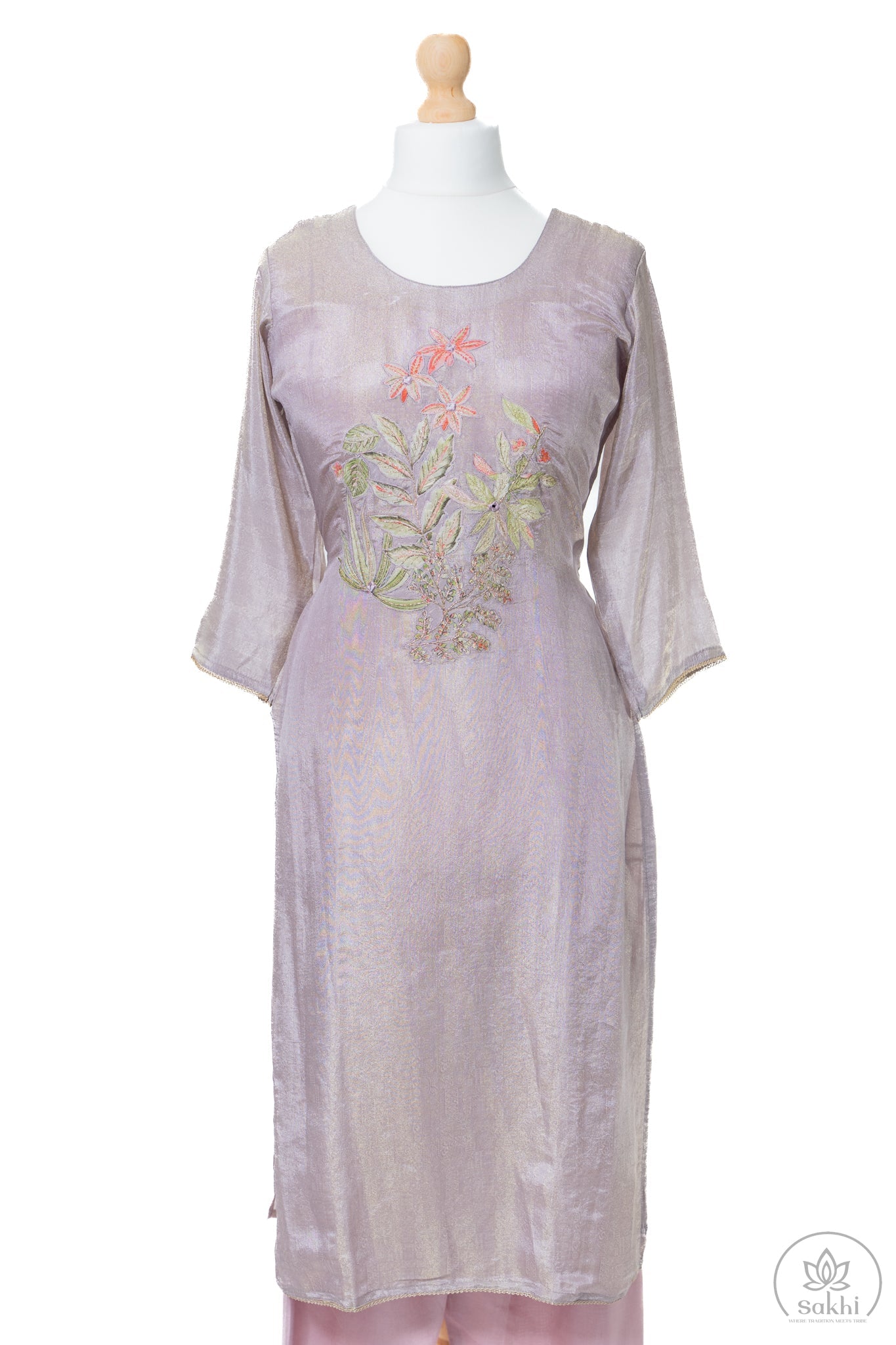 Elegant Lavender Embroidered Suit Set