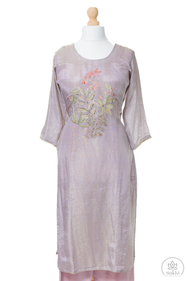 Elegant Lavender Embroidered Suit Set