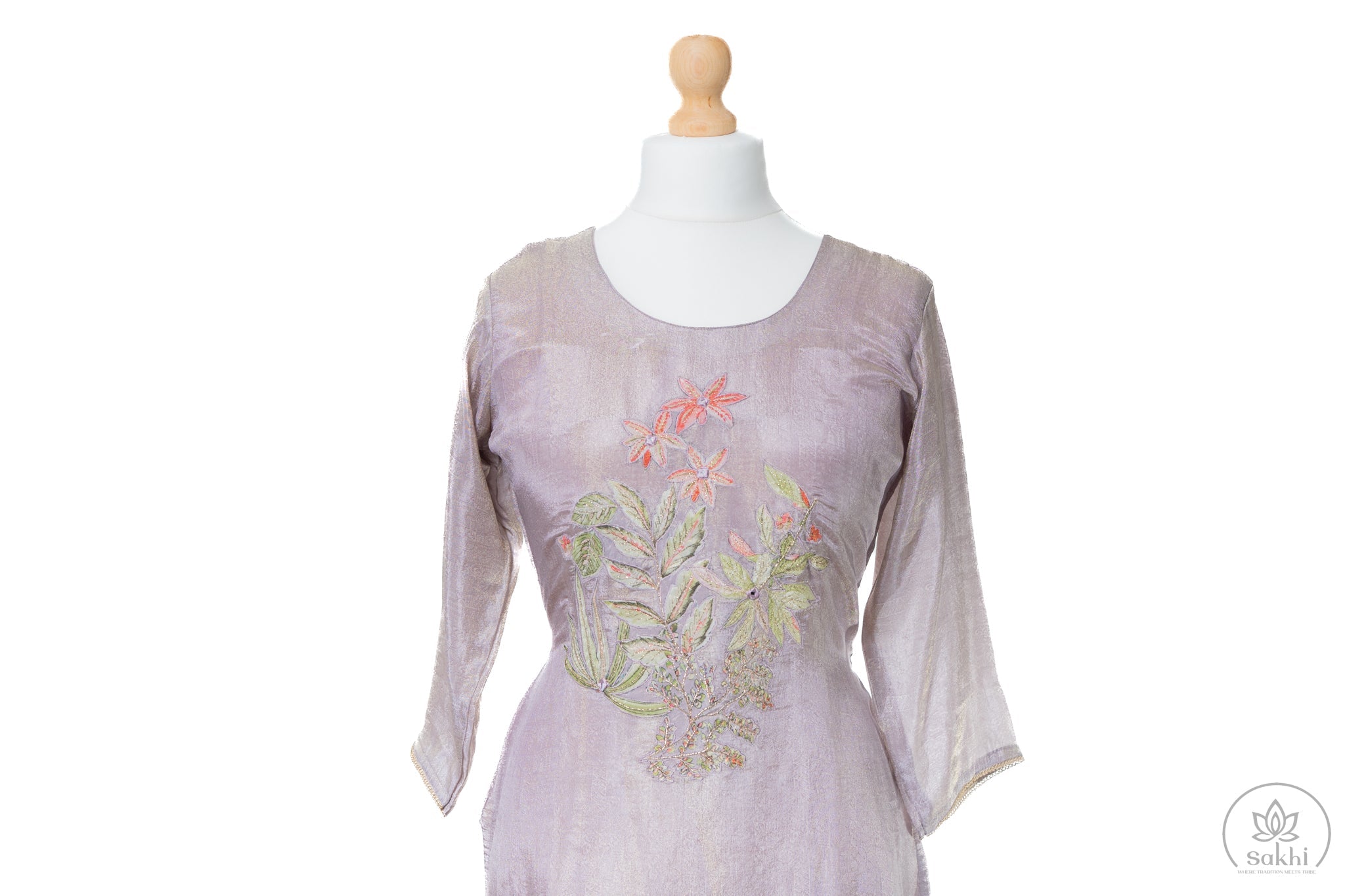 Elegant Lavender Embroidered Suit Set