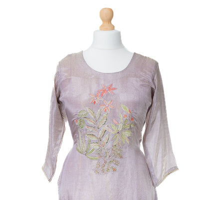 Elegant Lavender Embroidered Suit Set