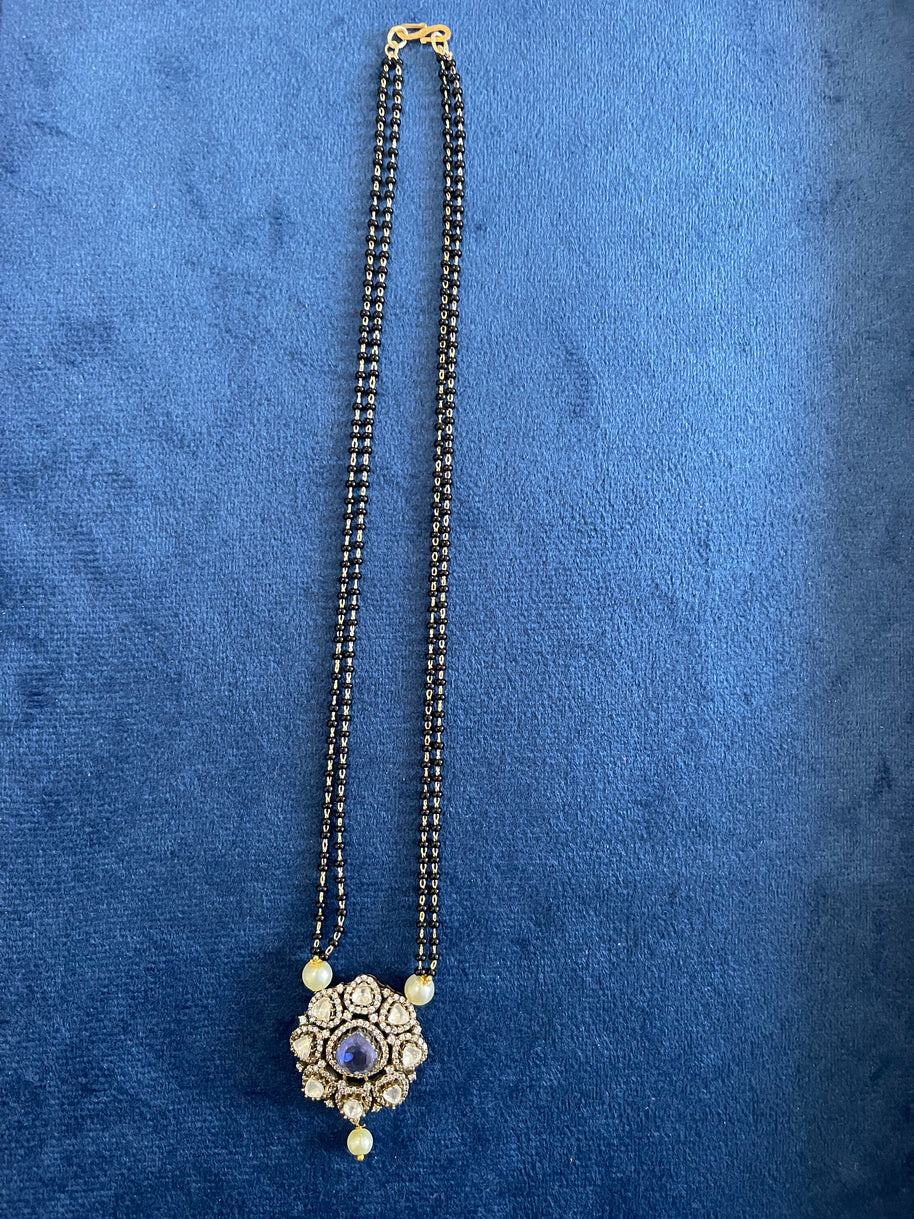 Dual Strand Blue Stone and Kundan Mangalsutra