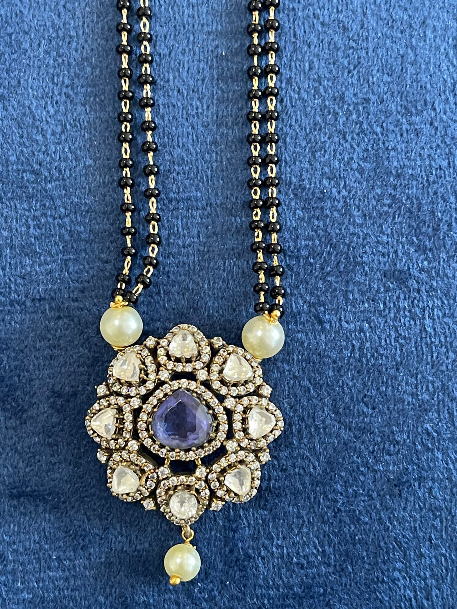 Dual Strand Blue Stone and Kundan Mangalsutra