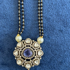 Dual Strand Blue Stone and Kundan Mangalsutra