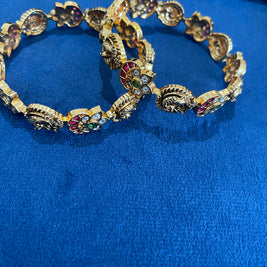 Gold Plated Nakshi Peacock Bangles (Pair)