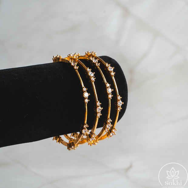 3-Stone Cluster CZ Bangles (Set of 4)