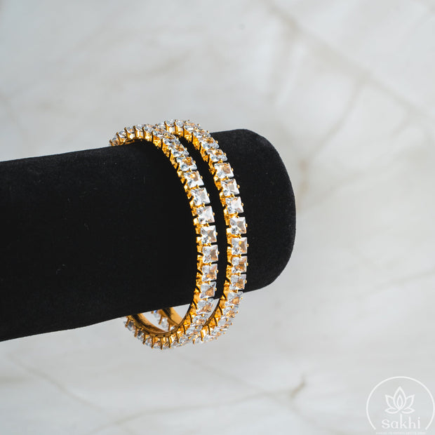Statement Square CZ Bangles (Set of 2)